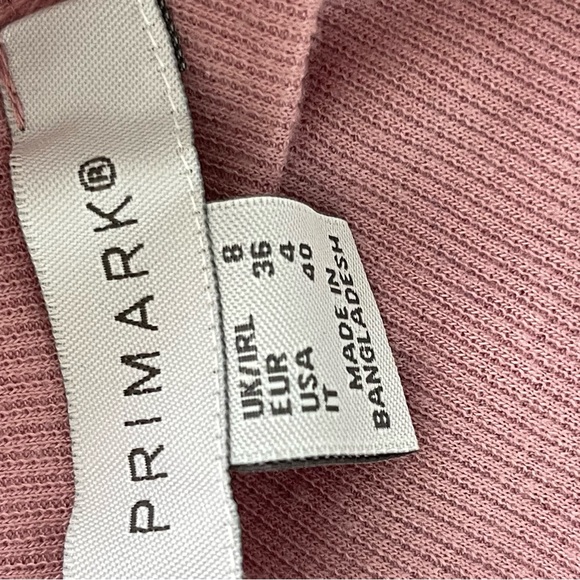 PRIMARK top Dusty Rose Pink ribbed long sleeve sweater top shoulder accents 4 - Picture 3 of 6